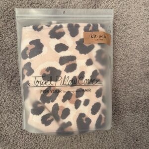 Kitsch Leopard Print Towel Pillow Cover - Pink, Black, Tan